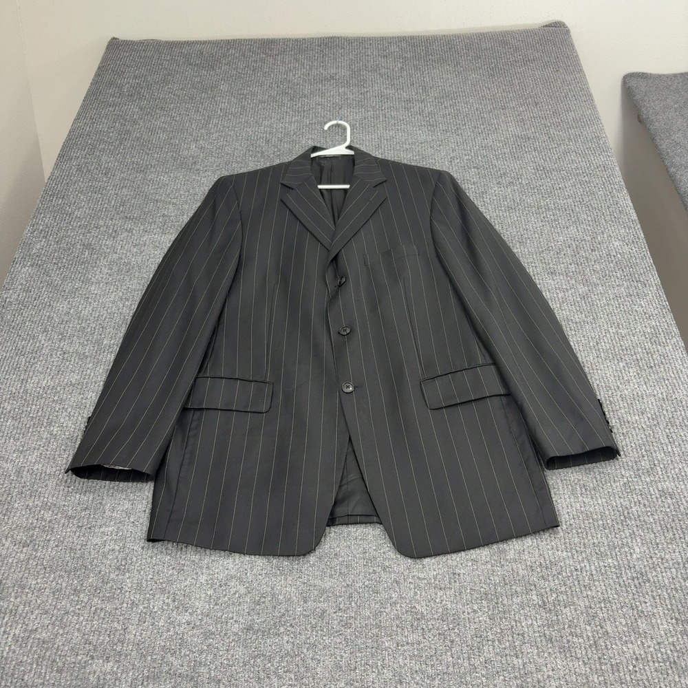 Bachrach Blazer Mens 42 Black Pinstripe Pinstriped Formal Business Classic Style